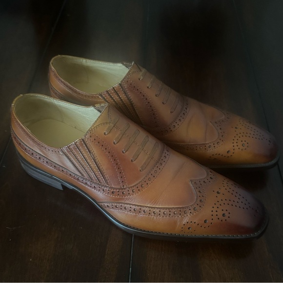 Maison Forte Classic Brown Leather Men's Dress Shoes 9 - Picture 4 of 10